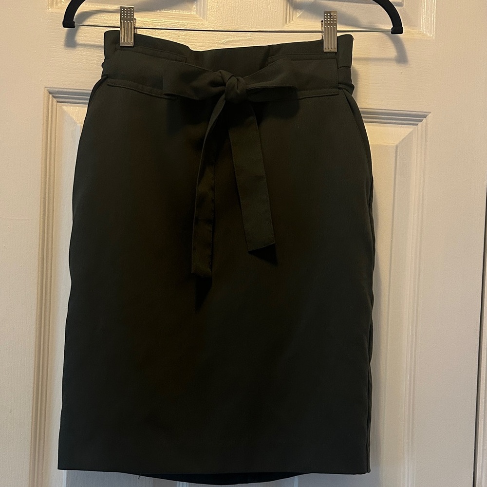 Army Green Tie-Waist Skirt